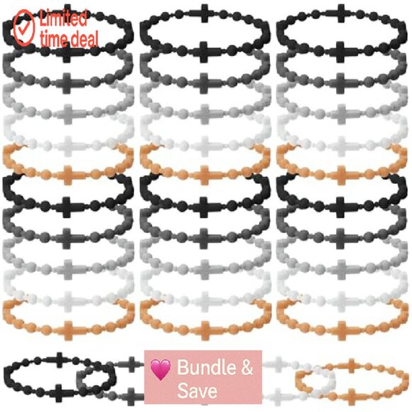 30-Piece Silicone Cross Bracelet Set for Women Men, Religious Faith Gift - Picture 2 of 8